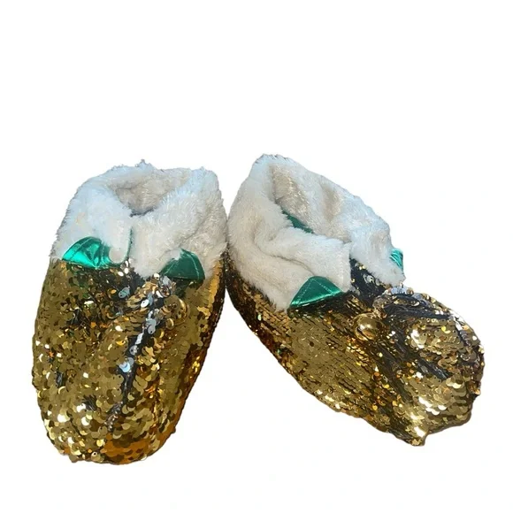 Dan Dee Collectors Choice sequined elf slippers with golden bells. Size Medium - Picture 4 of 13